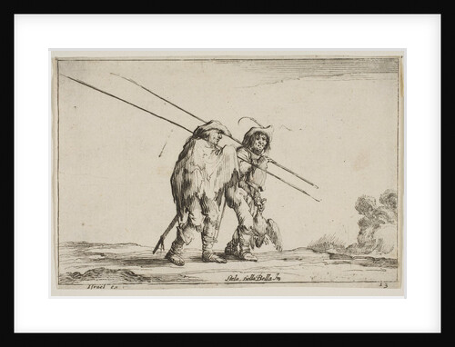 Plate 13: Two pikemen walking towards the right, each with their pikes in their right hand…, 1642 by Claude Goyrand