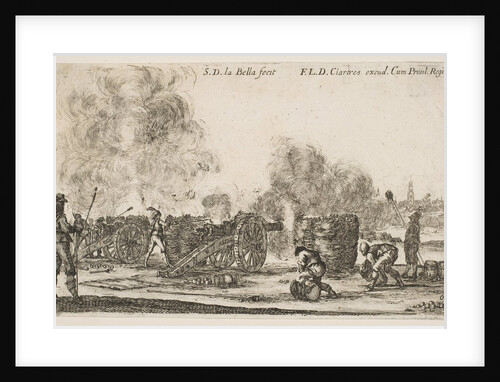 Plate 6: battery of cannons firing on a city, from 'Various Military Caprices by Stefano della Bella