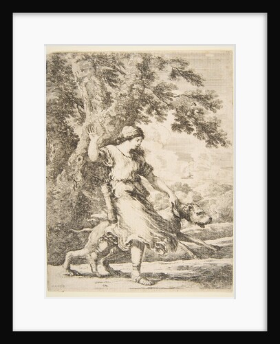 Nymph Holding a Large Dog by the Collar, ca. 1654 by Stefano della Bella