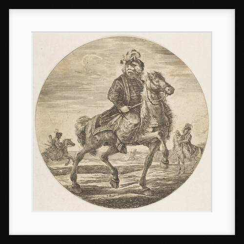 Hungarian horseman riding towards the right, other horsemen in the background, a circu…, ca. 1651 by Stefano della Bella