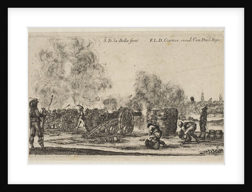 Plate 6: battery of cannons firing on a city, from 'Various Military Caprices by Stefano della Bella