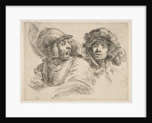 Frightened Soldier and a Man in a Fur Hat, ca. 1652 by Stefano della Bella