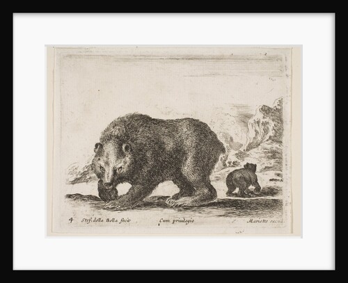 Plate 4: bear, from 'Various animals', 1641 by Stefano della Bella