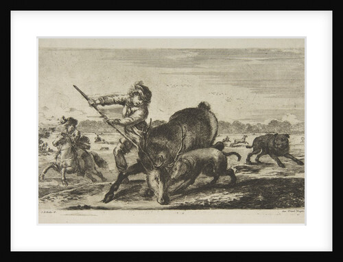 Stag at bay, from 'Animal hunts', ca. 1654 by Stefano della Bella
