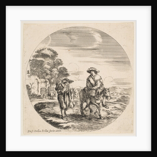 Landscape with Two Peasants, One Riding a Horse, from 'Landscapes and seaports by Stefano della Bella