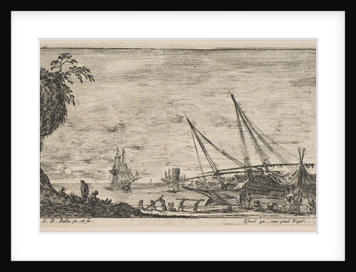 Plate 1: seaport with ships, from 'Seascapes', ca. 1644 by Stefano della Bella