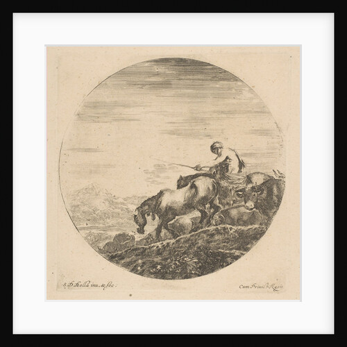 Herdsman on Horseback Drives Animals, ca. 1646 by Stefano della Bella