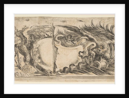 Two Different Halves of Cartouches Each Showing an Eagle Fighting a Serpent, 1646 by Stefano della Bella