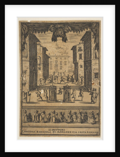 Frontispiece for the comedy 'The Buffoons', a set on stage resembling a p…, ca. 1639 by Stefano della Bella