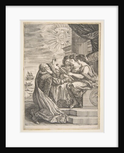 Galileo and personifications of Astronomy, Perspective and Mathematics, frontispiece for '…, 1656 by Stefano della Bella