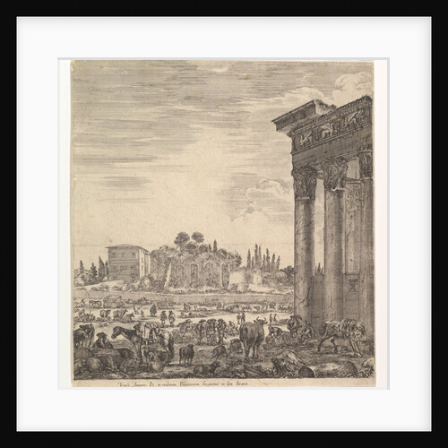 The columns of the Temple of Antoninus to right, a part of the Campo Vaccino in center and…, 1656 by Stefano della Bella