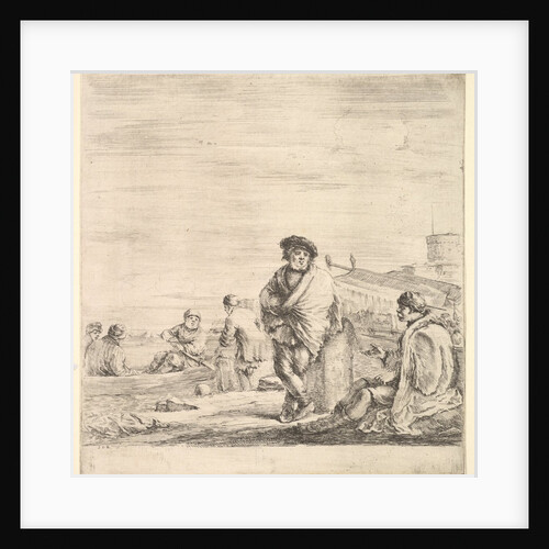 Standing sailor in center talking to a seated Levantine man to left, seen in profil…, ca. 1658-63 by Stefano della Bella
