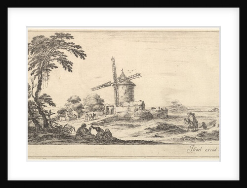 Plate 10: a family in center foreground, various figures and horses in middleground, a…, ca. 1641 by Stefano della Bella