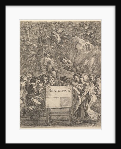 Frontispiece for 'The Works of Scarron'; the poet sitting in a chair…, 1649 by Stefano della Bella