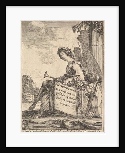 Frontispiece for 'Poems by Desmarets': a winged woman rep…, 1641 by Stefano della Bella