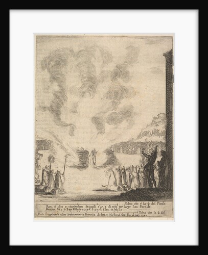 The test of fire, the monk Peter, the disciple Saint John Gualbert, passing through the fl…, 1640 by Stefano della Bella