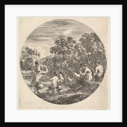 Two satyrs and a faun seated to right watching two child satyrs and another satyr w…, ca. 1643-48 by Stefano della Bella