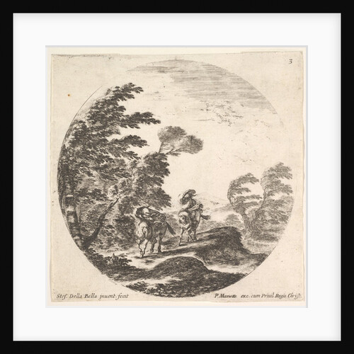 Plate 3: a gale in the forest, two horsemen wrapped in their cloaks, the wind is bl…, ca. 1643-48 by Stefano della Bella
