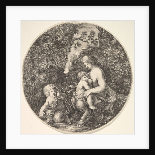 A female satyr breastfeeding an child to the right, turned towards the left, a satyr child…, 1639 by Stefano della Bella