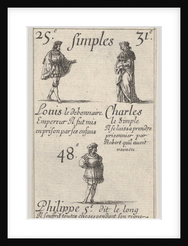 Louis le debonnaire… Charles le Simple, from 'Game of the Kings of France by Stefano della Bella