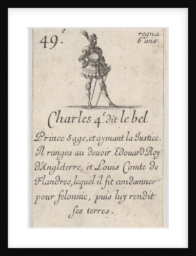 Charles 4.e- dit le bel / Prince sage…, from 'Game of the Kings of France by Stefano della Bella