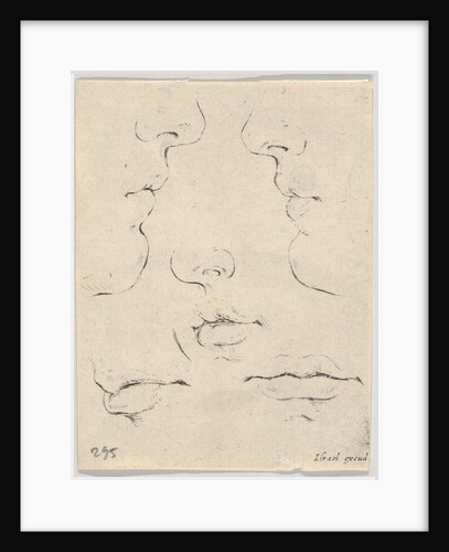 Plate 4: two profiles and three mouths, from 'The Book for Learning to Draw by Stefano della Bella