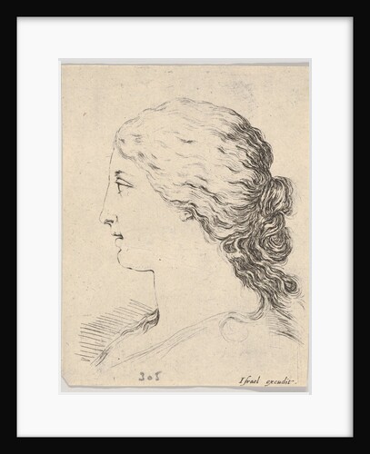 Plate 14: head of a woman, in profile, from 'The Book for Learning to Draw', ca. 1649 by Stefano della Bella