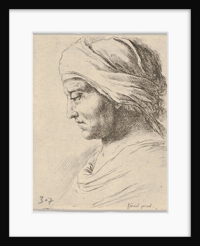 Plate 16: head of an old man in profile with a cloth tied around his head, from 'The B…, ca. 1649 by Stefano della Bella
