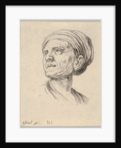 Plate 4: head of an old woman with a bonnet, looking left from 'Various heads and figures'…, 1650 by Stefano della Bella