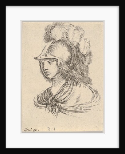 Plate 9: bust of Minerva, wearing a helmet with feathers, looking towards the left, from '…, 1650 by Stefano della Bella