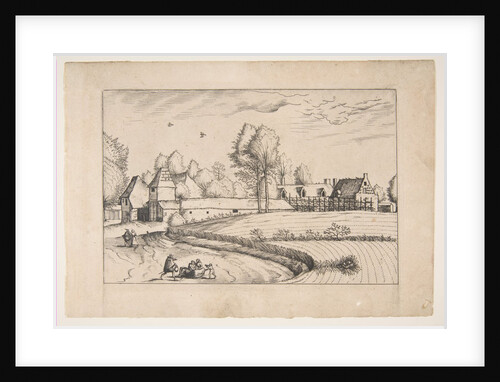 Country Houses, couple and cornfield in the foreground, from the series The Small Lands…, 1559-61 by The Master of the Small Landscapes (after)