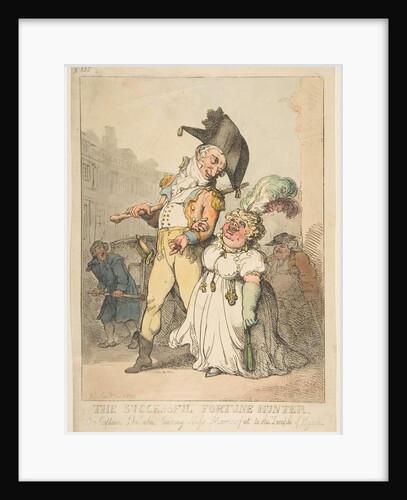 The Successful Fortune Hunter, or Captain Shelalee Leading Miss Marrowfat to the Temple of…, 1802 by Thomas Rowlandson