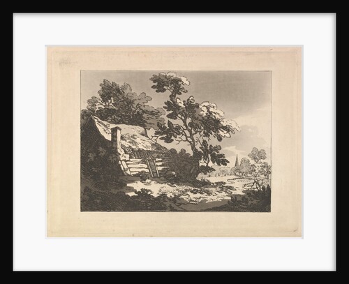 Landscape with Cottage Among Trees at Left, and a Distant Church Spire at Right, 1783-84 by Thomas Rowlandson