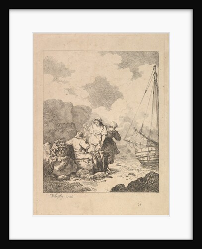 Fishermen by the Shore - Coastal Scene with a Man Sitting on Rocks and Smoking a Pipe, Nex…, 1786 by Thomas Rowlandson