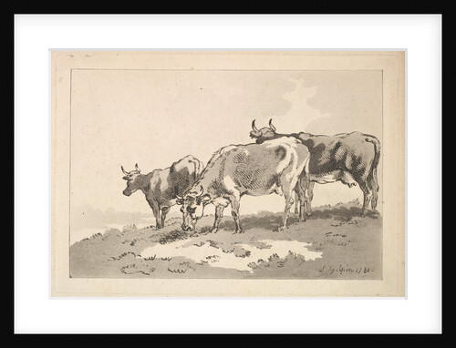 Three Cows Standing on the Ridge of a Field, 1784-87 by Thomas Rowlandson