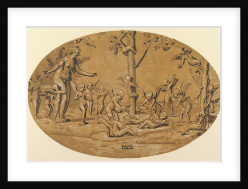 Venus at left in the company of cupids playing, ca. 1520-27 by Ugo da Carpi (attributed to)