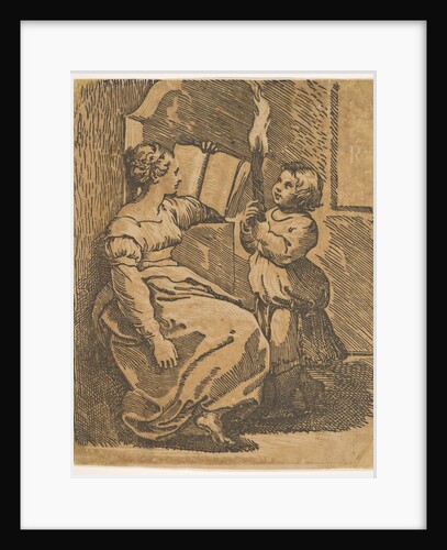 A Sybil reading facing right, ca. 1517-18 by Ugo da Carpi