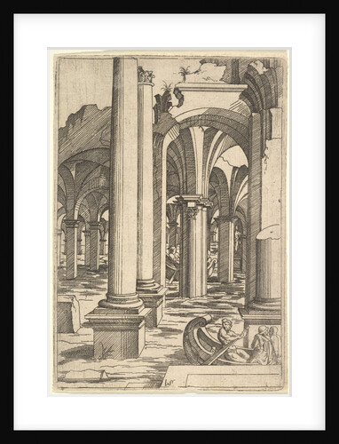 Boats Rowed Through Inundated Ruins, ca. 1550-62 by Virgil Solis