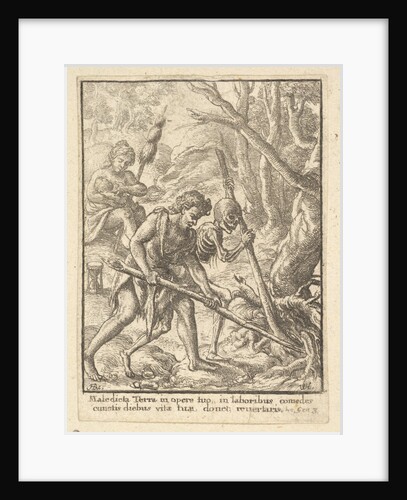 Adam Ploughing from the Dance of Death, 1651 by Wenceslaus Hollar