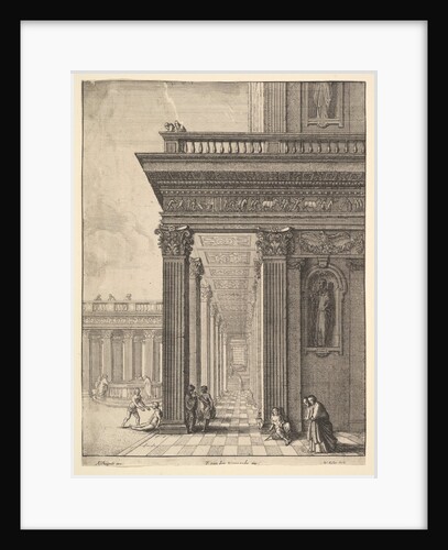 Temple courtyard with figures, after David Teniers the Elder, 1625-77 by Wenceslaus Hollar