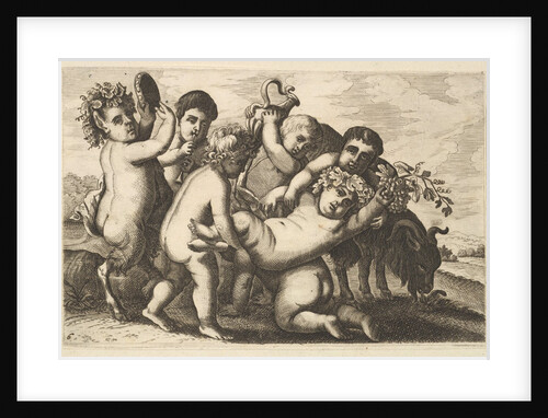 Five boys, two satyrs, and a goat, 17th century by Wenceslaus Hollar