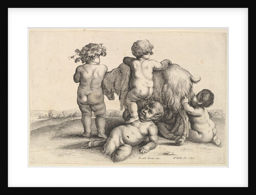 Four boys, a young satyr and a goat, 1647 by Wenceslaus Hollar