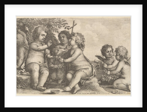 Jesus, St. John the Baptist and four cherubs, 1625-77 by Wenceslaus Hollar