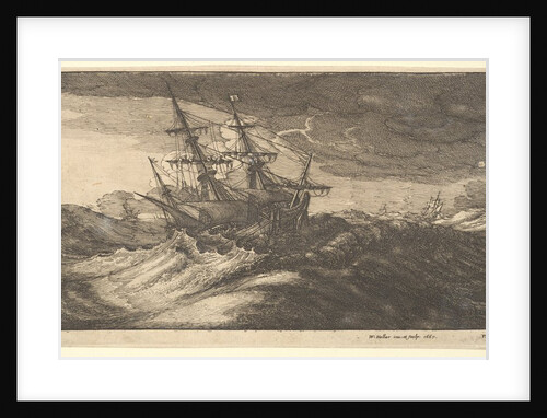 Warship and a spouting whale, 1665 by Wenceslaus Hollar