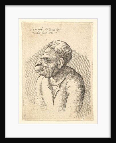Bust of a man with hooked nose, prominent upper lip, open mouth and short curly hair…, 1665 by Wenceslaus Hollar