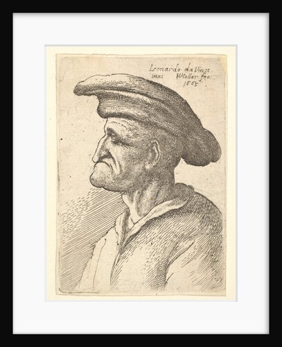 Bust of elderly man with nose that meets his lower lip, wearing wide flat cap in profile t…, 1665 by Wenceslaus Hollar