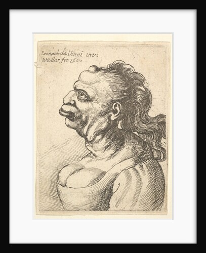 Bust of a woman wearing low-cut dress, with protruding lipd, growth on her forehead, promi…, 1660 by Wenceslaus Hollar