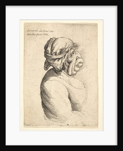 Bust of woman with protruding mouth wearing low-cut dress and cloth bound around her head…, 1660 by Wenceslaus Hollar