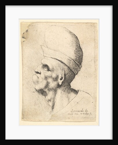 Bust of a deformed man wearing a bulbous hat in profile to the left, 1625-77 by Wenceslaus Hollar