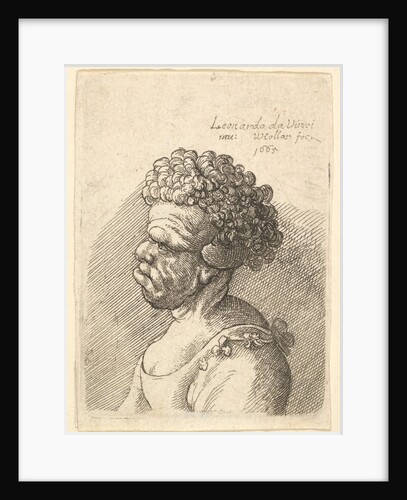 Bust of a deformed woman with curly hair in profile to the left, 1665 by Wenceslaus Hollar